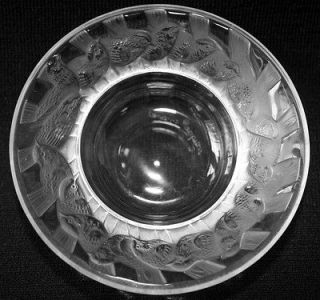 LALIQUE Small Dish Bowl Votive Holder Frosted Sparrow Birds on Rim 