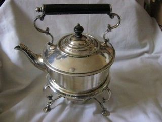 Antique silver plated spirit kettle with burner by james dixon and 