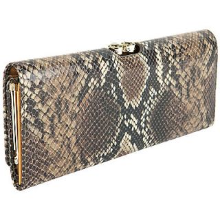 TED BAKER MIRIAM SNAKE EFFECT XL MATINEE WALLET   CHOCOLATE