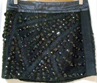 RYU Clothing Classy Elegant Beaded Black Women Cocktail Mini Skirt 