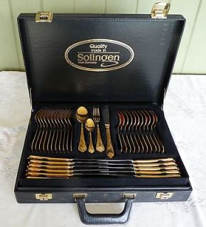 West Germany SOLINGEN GOLD PLATED~72 pc FLATWARE SERVICE for 12 IN 