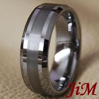 8MM TUNGSTEN MENS RINGS STONE WEDDING BANDS TITANIUM COLOR JEWELRY 