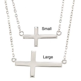 La Preciosa Sterling Silver Sideways Cross Necklace