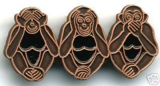Three Wise Monkeys Pin See Hear Speak No Evil Monkeys