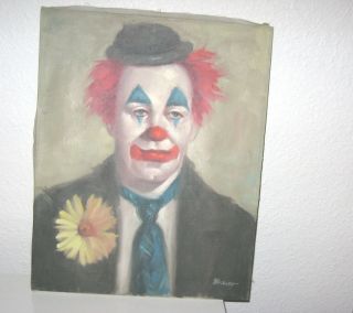   Oil Painting of Clown on Canvas, signed J. Schiro, Wonderful Technique