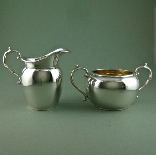Gorham Puritan Sterling Silver 7/16 Pint Creamer & Sugar Bowl 2507 