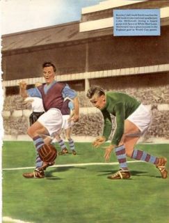 Burnley McDonald old 1950s football action picture