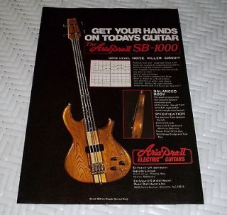 1979 Aria Pro II SB 1000 Guitar Bass Promo Ad