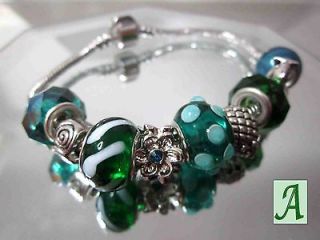   Snap Clasp Bracelet  9 Handmade Glass Beads, Charms  Ismee Studio