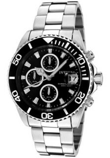 Invicta 1003 Watches,Mens Pro Diver Chronograph Black Dial Stainless 
