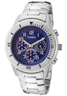 Timex 2N161 Watches,Mens Chronograph Blue Textured Dial Stainless 