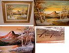 Framed Oil on Canvas Mountain Forest Scene Signed F. Whitman Painting 