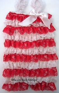 SALE HOLIDAY RED & WHITE LACE PETTI ROMPER ~ HOLIDAY ~ PARTIES 
