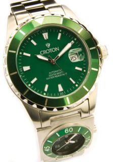 Croton CA301150SSGR Watches,Mens Multi Time Green Dial Multi Time 