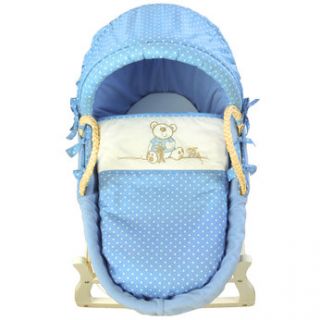 Natural maize moses basket in I Love My Bear design ideal for keeping 