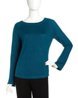 Cashmere Blend Raglan Top, Teal   