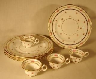 Royal Cauldon England Ptrn K8627 Luncheon Plates & Demitasse Cups 