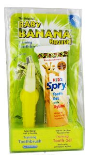Xlear   Baby Banana Training Toothbrush With Spry Kids Tooth Gel With 