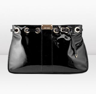 Jimmy Choo  Reed  Black Patent Leather with Detachable Shoulder 