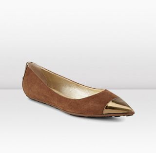 Jimmy Choo  Wendy  Suede and Mirror Leather Pointy Toe Flats 