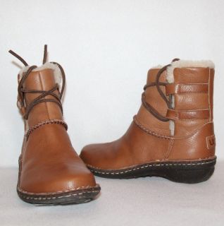   1932 Womens Caspia Boots Sheepskin Lining Shoes Leather Gravy NIB