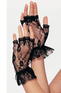 Ladies Woman Fingerless Glove Costume Fancy Dress Up Lace 80s Madonna 