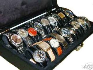 18 black Watch case storage organizer display box for watches/HARD TOP 