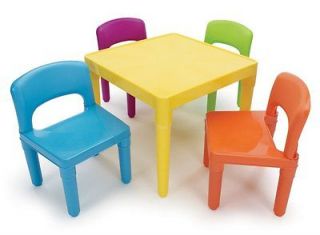 Tot Tutors Kids Table and 4 Chair Set, Plastic Toy Children Indoor 