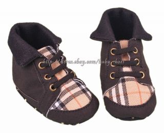 Baby Boy Black Plaid Soft Sole Walking Shoes Boots Size 0 6 6 12 12 18 