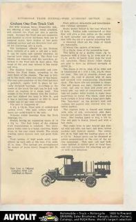 1918 Ford Model T Graham Brothers 1 Ton Truck Unit Magazine Article