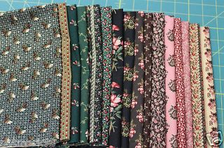 16 PINK & GREEN COCHECO MILLS REPRODUCTION QUILT FABRIC FAT QUARTERS 