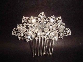 Bridal Rhinestone headpiece Flower Crystal Hair tiara Comb RB361