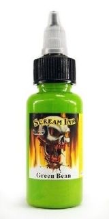 SCREAM TATTOO INK GREEN BEAN Bright Vibrant Color Supply (4 Sizes 