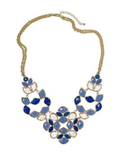 Multi Stone Bib Necklace, Blue   