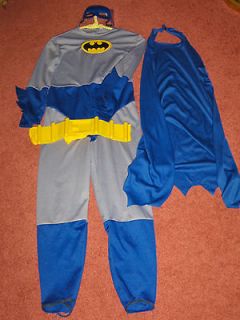   Boys Batmans Mask One Piece Costume Belt Cape Blue Halloween Sz M