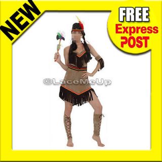 50s Wild West Native American Red Indian Maiden Adult Costume 