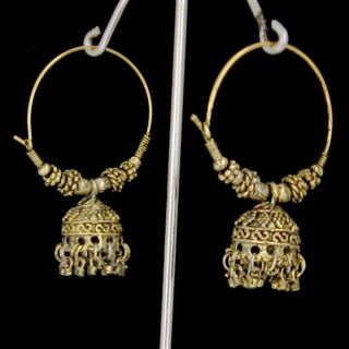 LOVELY ANTIQUE FINISH BOLLYWOOD UNIQUE DESIGN HOOP EARRINGS~INDIA