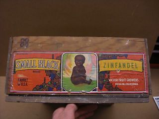 Vintage Black Americana Small Black Zinfandel Grape crate Victor Wood 