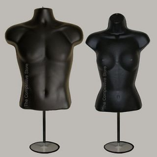   Female (Waist Long) W/ Base Mannequin Forms Set   S M Sizes   Black