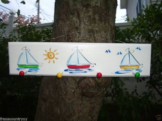 Sail Boat Peg Racks for Kids Room Bath or out by Pool