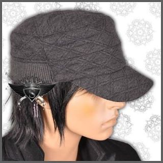 AM713 Texture Punk Outdoor Cadet Military Mens Dark Gray Cap Hat New 