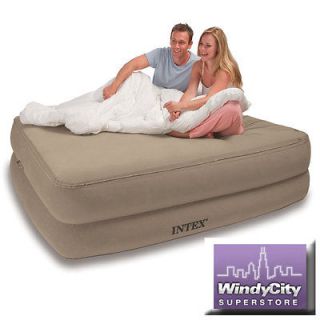 Intex Queen Memory Foam Top Raised Airbed Air Mattress Bed with Pump 