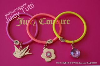 PICK ♥ Juicy Couture Logo Charm Rose Gold Pink Peach Pontail Hair 