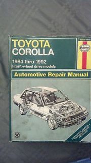 Haynes Toyota Corolla Automotive Repair Manual 1984 1992 Front Wheel 