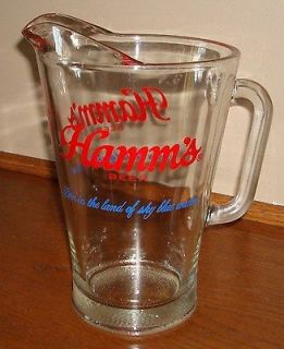 Ultra Rare Vintage HAMMS Beer GLASS PITCHER ~WOW~ Bar Double Sided 