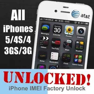   Unlock Code Service iPhone 5, 4S, 4, 3GS, 3G 1 24Hrs AT&T iPhone
