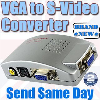   VGA 15 Pin to RCA S Video TV PC Monitors Loop Signal Converter Adapter
