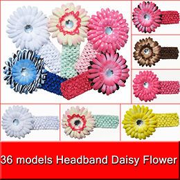 Wholesale Girls Baby Crochet Headband With 4 inch Acrylic Daisy Flower