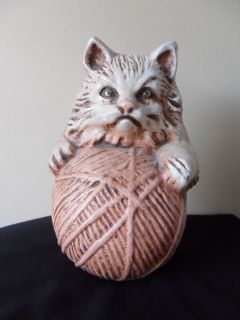 Cast Iron CAT/KITTEN Doorstop Painted Cat w/Ball of Yarn 7 1/2 TALL