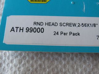 Athearn Parts Stock #99000 Round Head Screw 2 56 x 1/8
